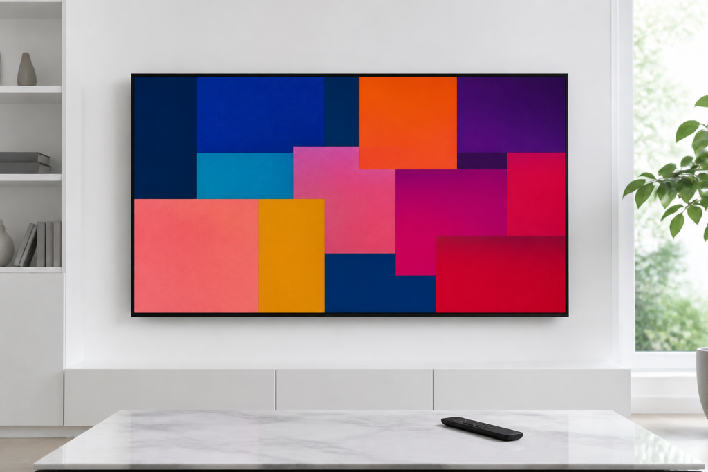 Väggmonterad Smart-TV med färgblock, skärm för iptv smart